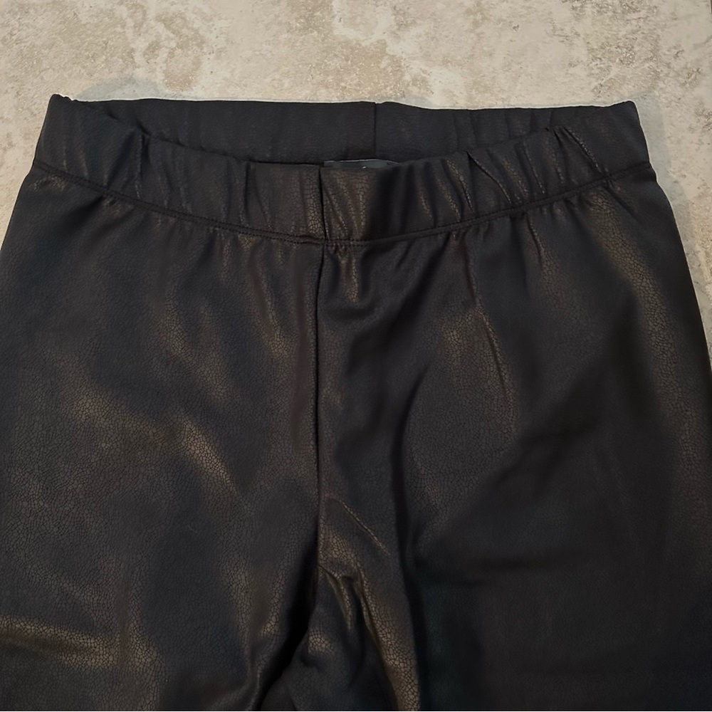 Chocolate faux leather croc leggings - Picture 3 of 6